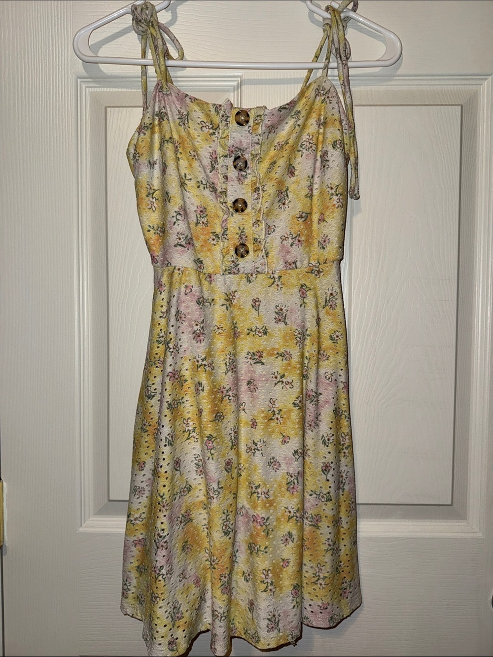 Yellow Floral Tie-Shoulder Sundress